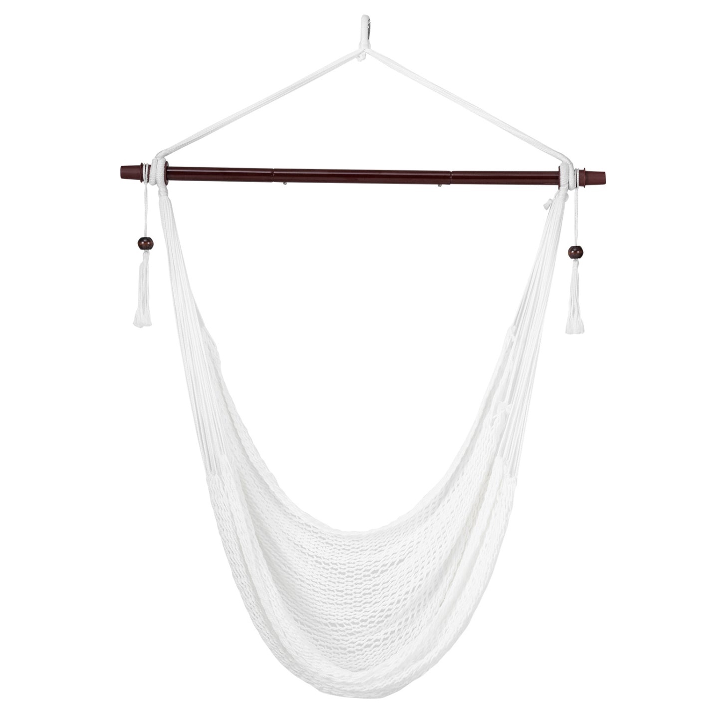 Caribbean Hammock Chair with Metal Spreader Bar Woven Rope Swing, Beige Hammocks Beige at Gallery Canada