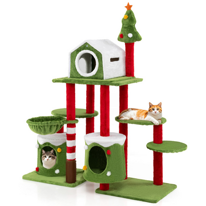 Cat Furniture Set with 58 Inch Tall Cat Tree Tower and 2 Gift Box Shaped Cute Christmas Cat House Cat Supplies Options at Gallery Canada