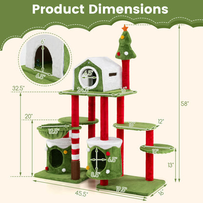 Cat Furniture Set with 58 Inch Tall Cat Tree Tower and 2 Gift Box Shaped Cute Christmas Cat House Cat Supplies at Gallery Canada