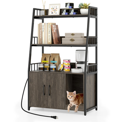 Cat Litter Box Enclosure, Storage Shelves, Scratching Pad, Gray Cat Houses at Gallery Canada