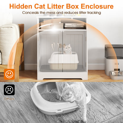 Wooden Cat Litter Box Enclosure, Hidden Pet Washroom Furniture, White Cat Houses at Gallery Canada