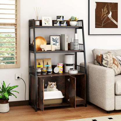 Cat Litter Box Enclosure, Storage Shelves, Scratching Pad, Brown Cat Houses at Gallery Canada