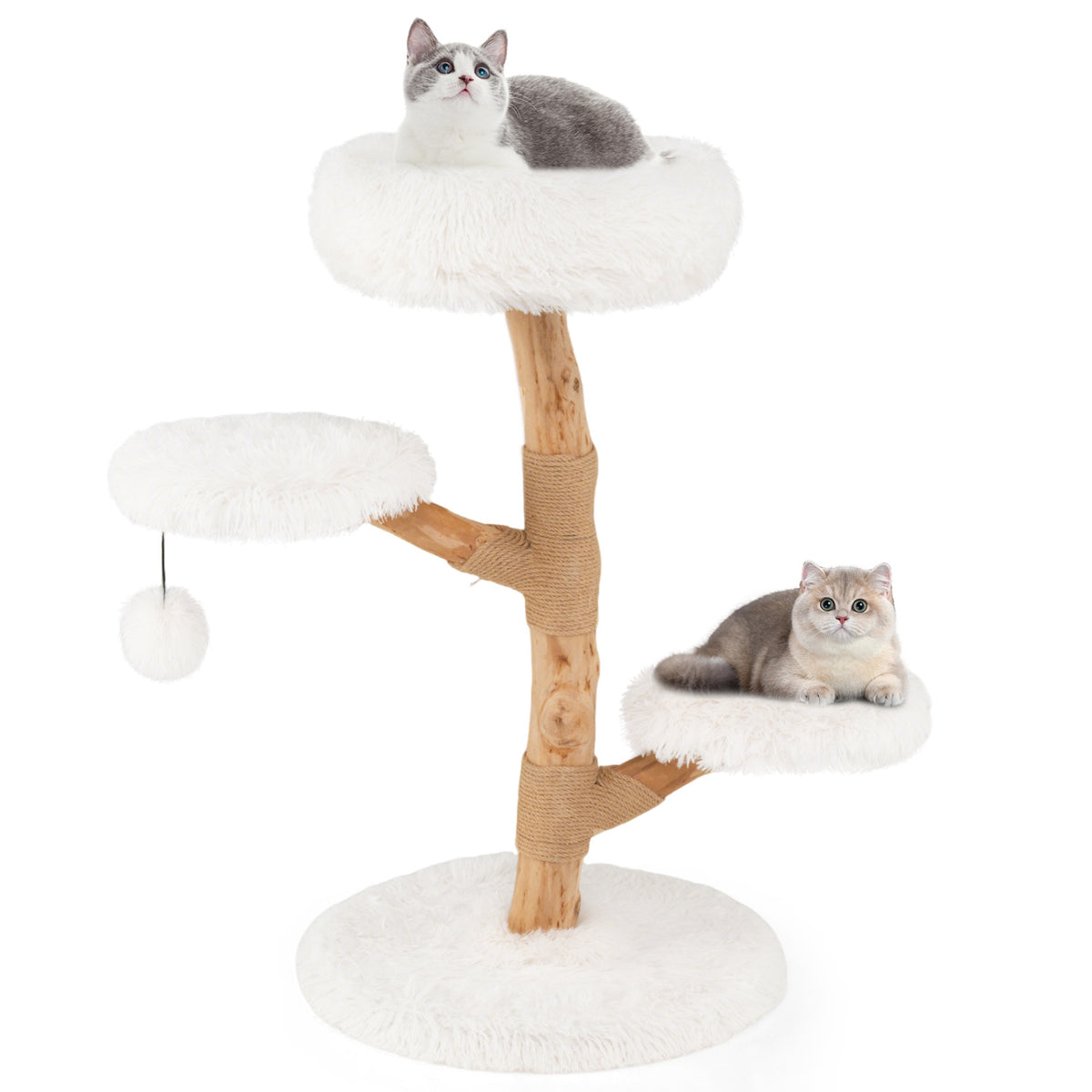 Solid Pear Wood Cat Tree With Perch Cat Trees Condos & Scratchers White at Gallery Canada