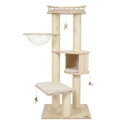 Cat Tree for Indoor Kittens with Perch Condo & Toys, Beige