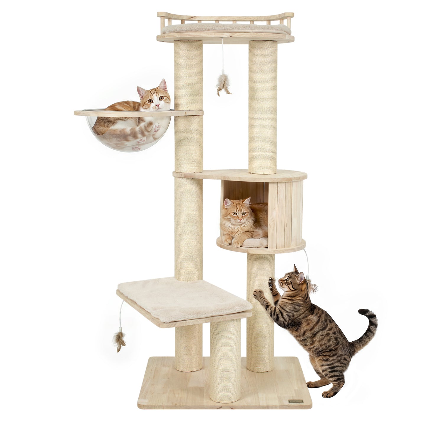 Cat Tree for Indoor Kittens with Perch Condo & Toys, Beige