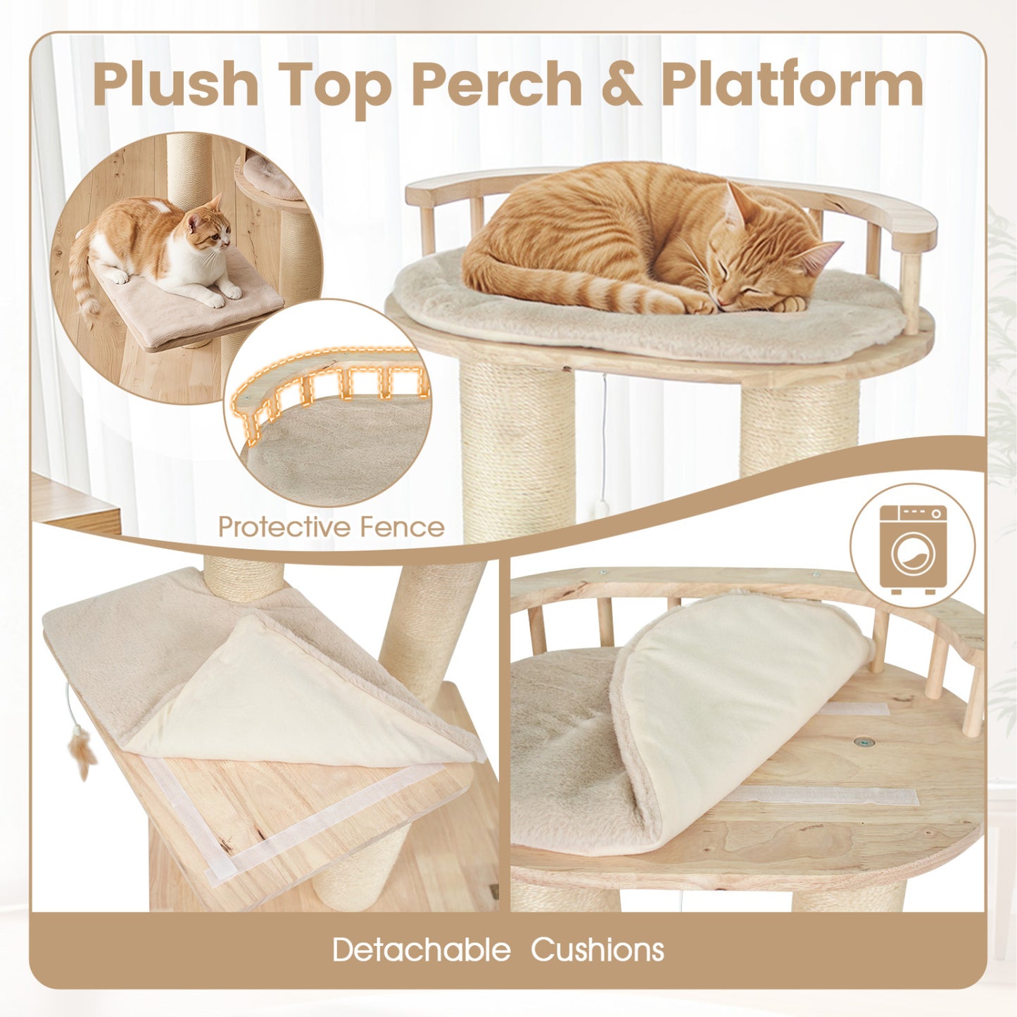 Cat Tree for Indoor Kittens with Perch Condo & Toys, Beige