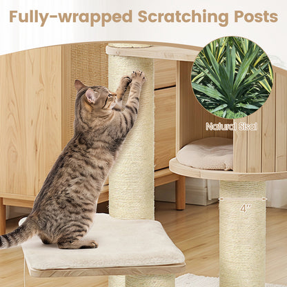 Cat Tree for Indoor Kittens with Perch Condo & Toys, Beige