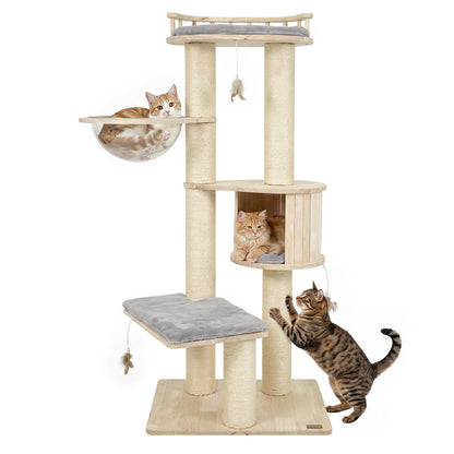 Cat Tree for Indoor Kittens with Top Perch, Gray