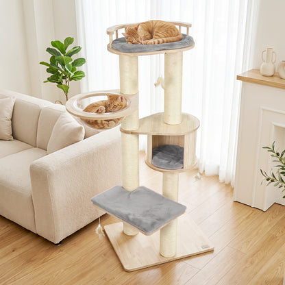 Cat Tree for Indoor Kittens with Top Perch, Gray