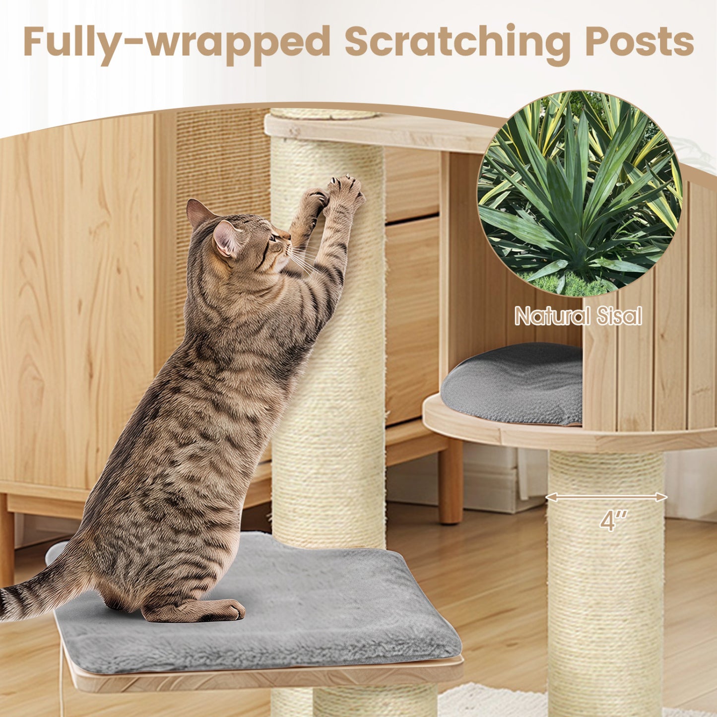Cat Tree for Indoor Kittens with Top Perch, Gray