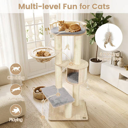 Cat Tree for Indoor Kittens with Top Perch, Gray