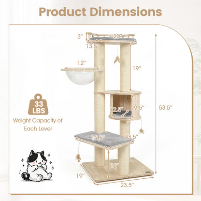 Cat Tree for Indoor Kittens with Top Perch, Gray