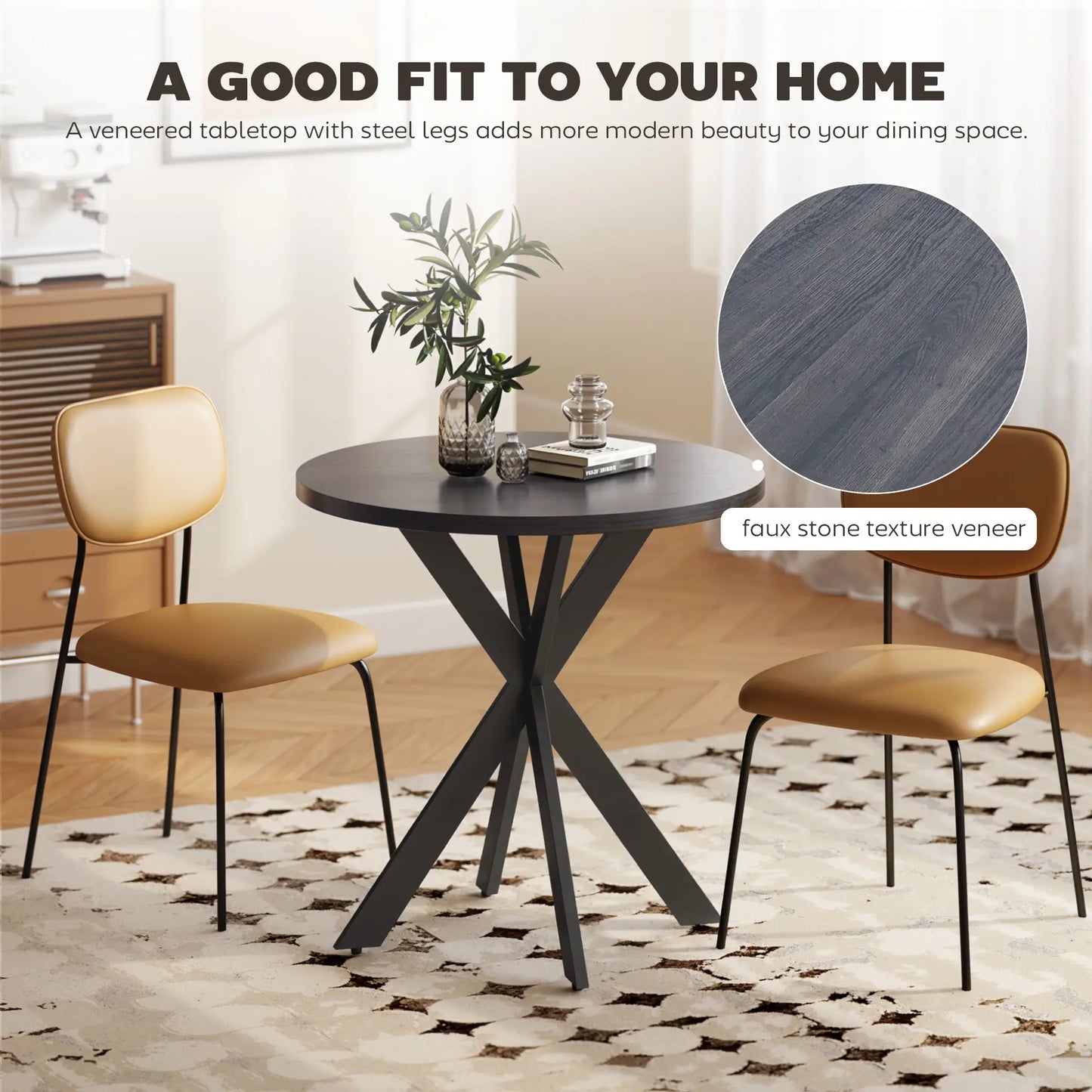 29" Round Dining Table, Steel Legs, Black Bar Tables & Dining Tables at Gallery Canada