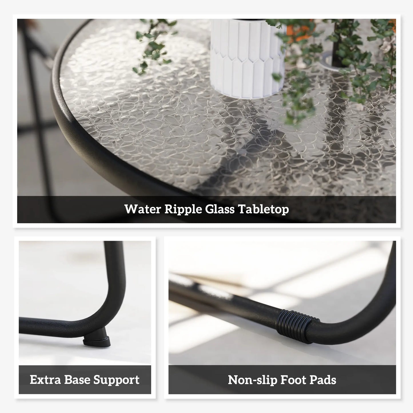 6 Piece Patio Dining Set, Glass Table, Folding Chairs, Black Outdoor Dining Sets at Gallery Canada