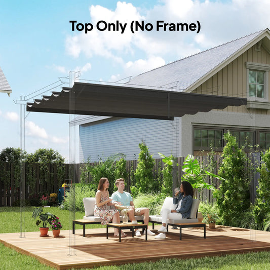 8.5'x11.5' Retractable Pergola Canopy Replacement, Dark Grey Gazebo Canopy Replacement Dark Grey at Gallery Canada