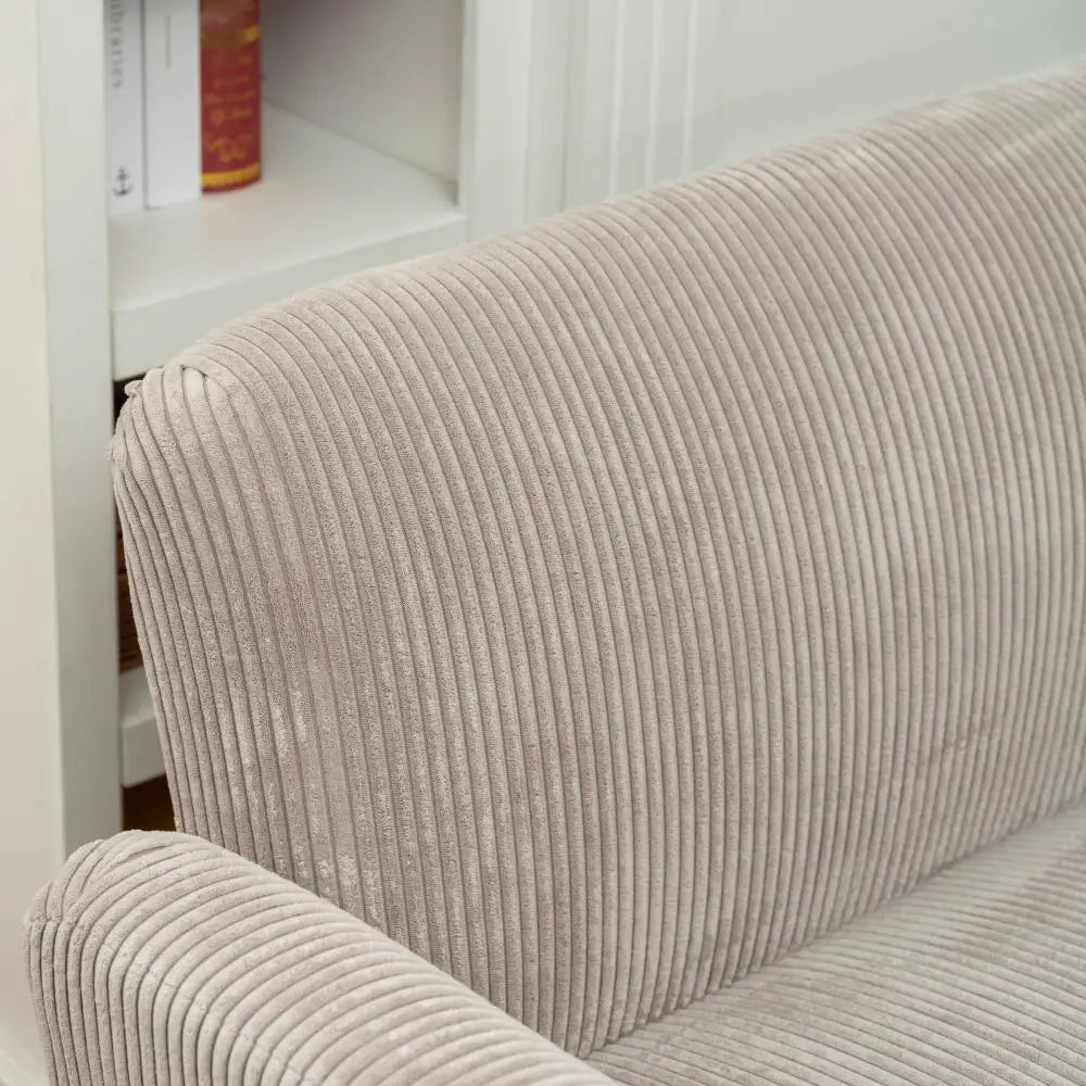 Modern 3 Seater Sofa, Corduroy Loveseat, Rubberwood Legs, Beige 3-Seater Sofas at Gallery Canada