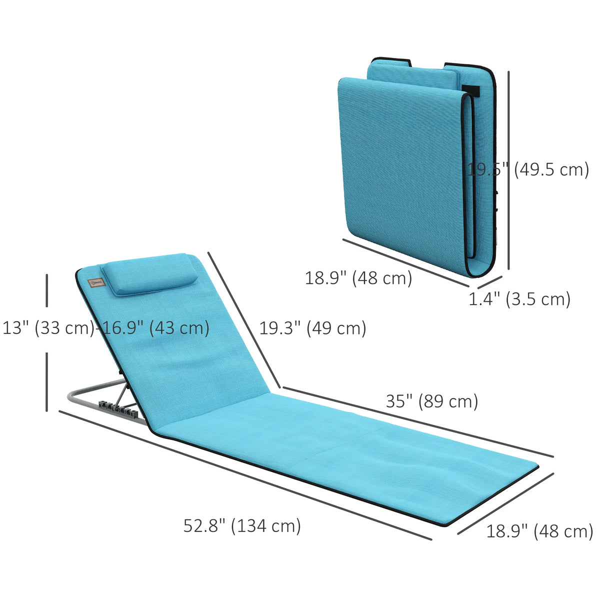 Beach Lounge Chair Set, 2 Pieces, Folding Chaise, Blue Beach Accessories at Gallery Canada