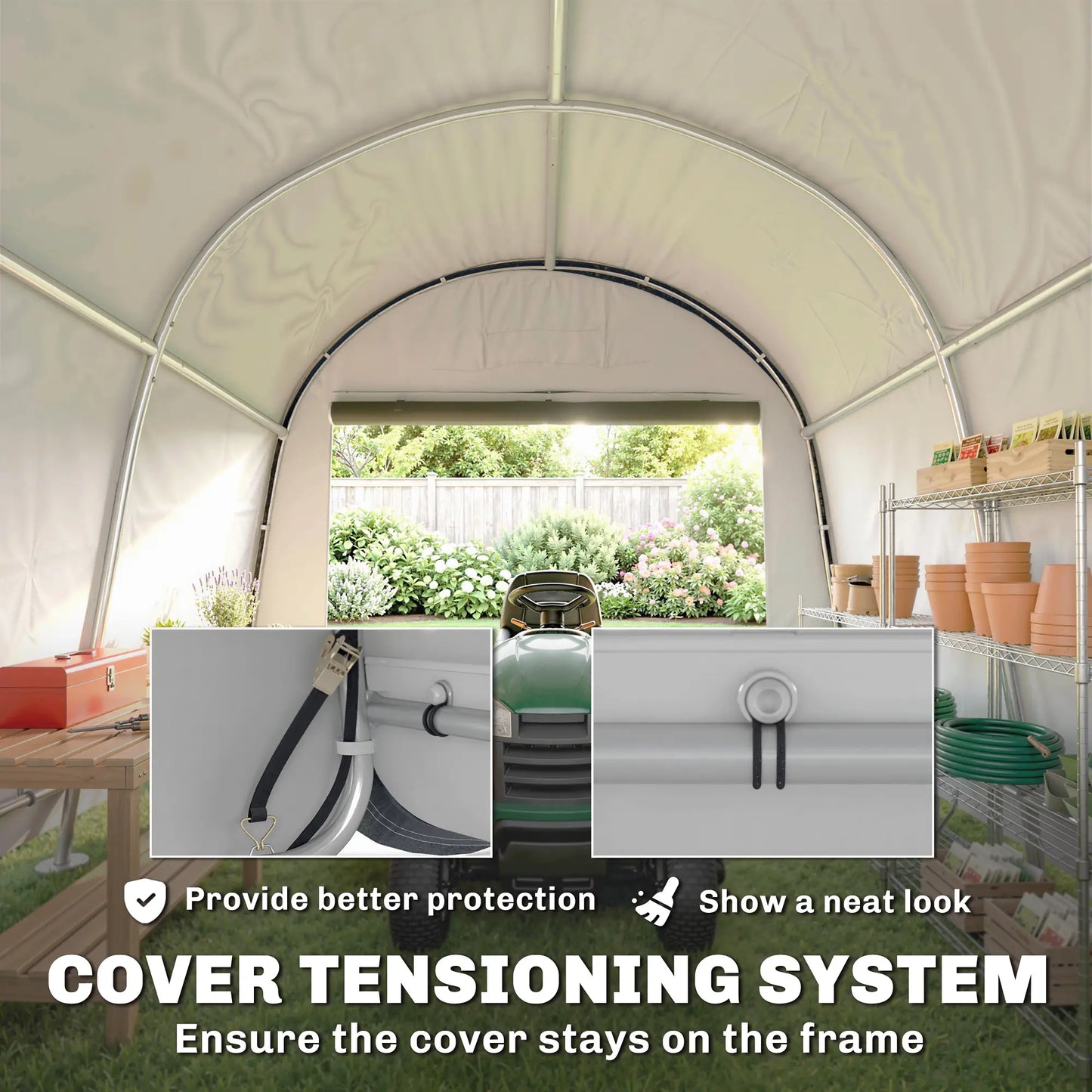 10' x 10' Outdoor Storage Tent, Heavy Duty Waterproof Shed for Bike, Motorcycle, Garden Tools Sheds at Gallery Canada