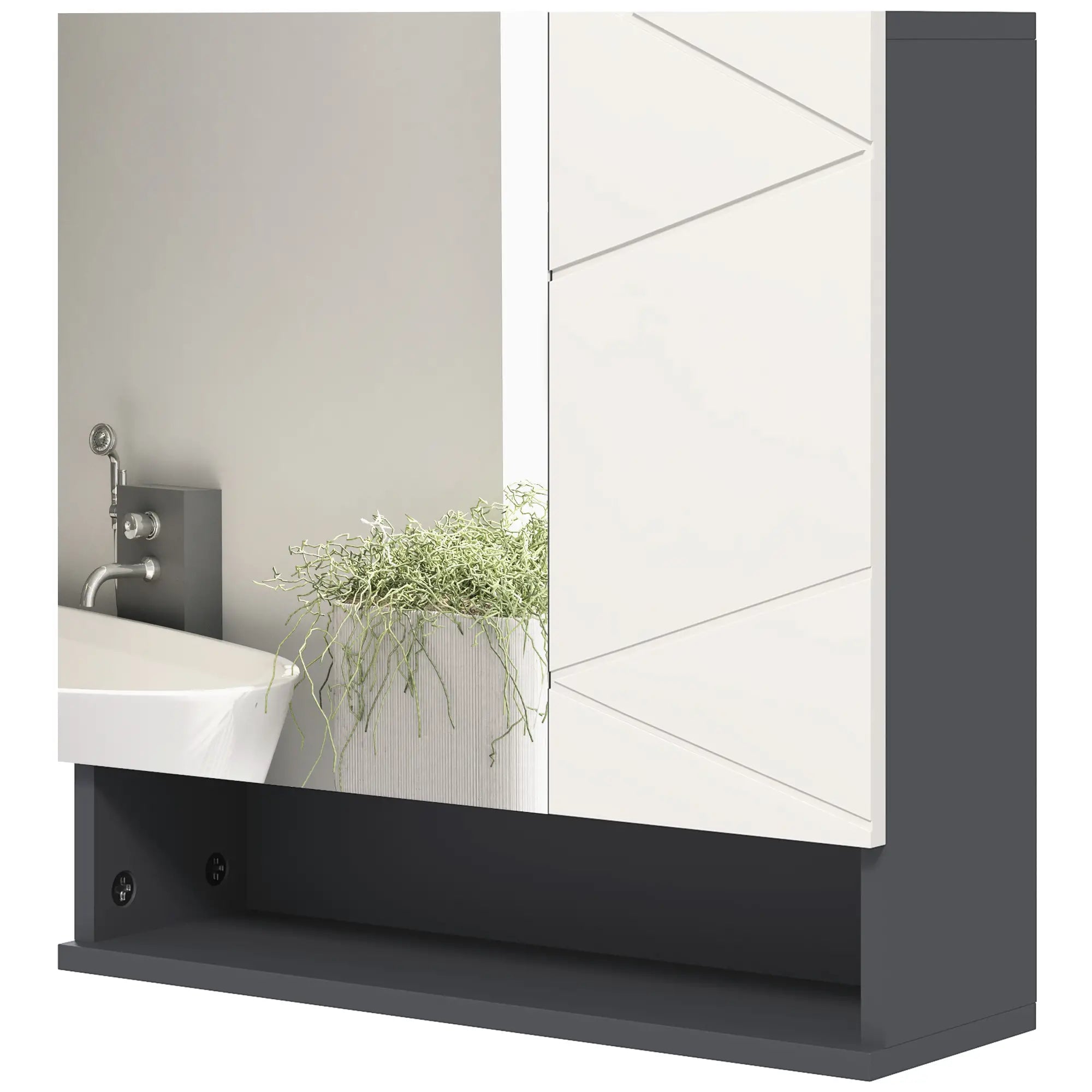 Wall Mounted Medicine Cabinet, Mirrored Door, Adjustable Shelf, Light Grey Mirror Medicine Cabinets Light Grey, Dark Grey at Gallery Canada