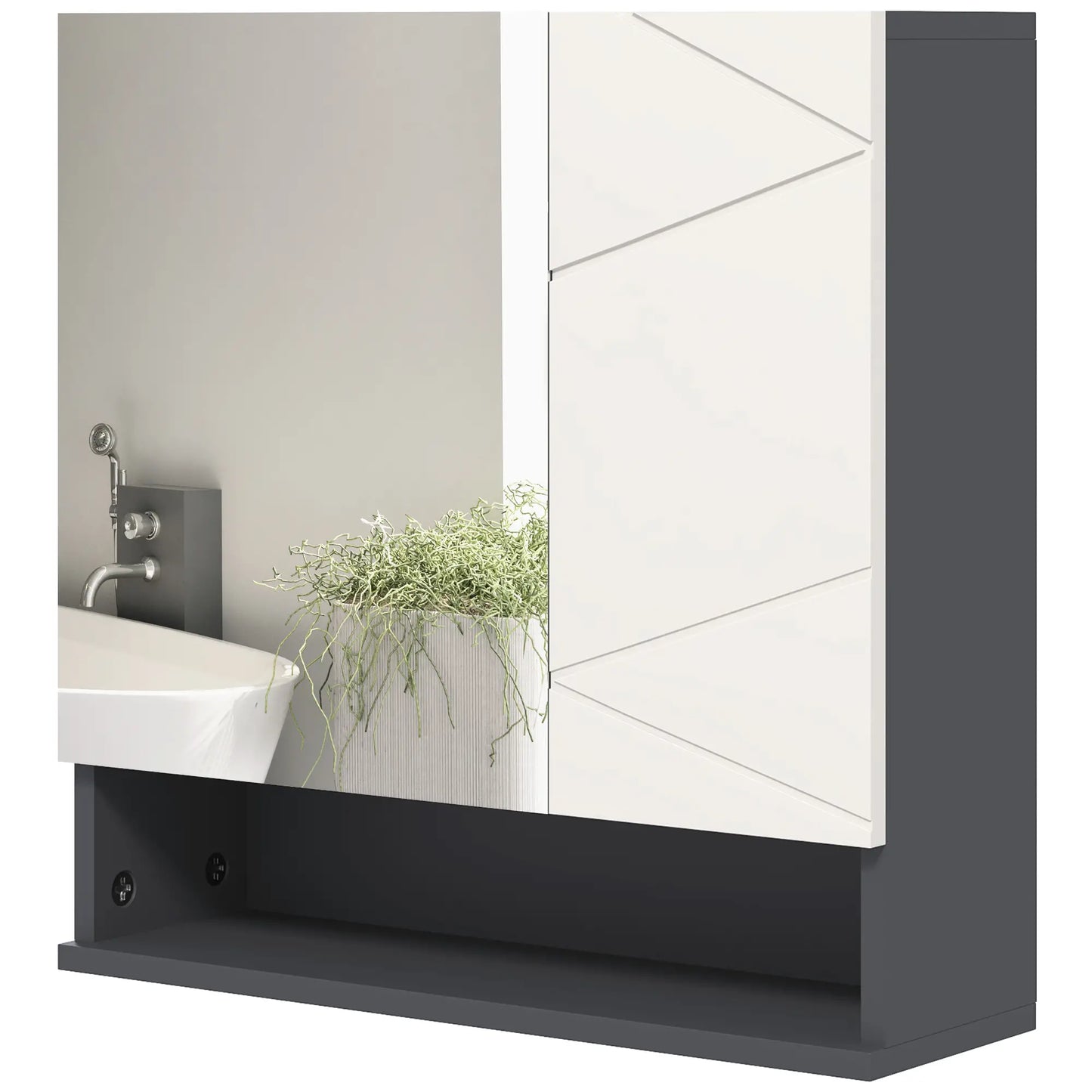 Wall Mounted Medicine Cabinet, Mirrored Door, Adjustable Shelf, Light Grey Mirror Medicine Cabinets Light Grey, Dark Grey at Gallery Canada