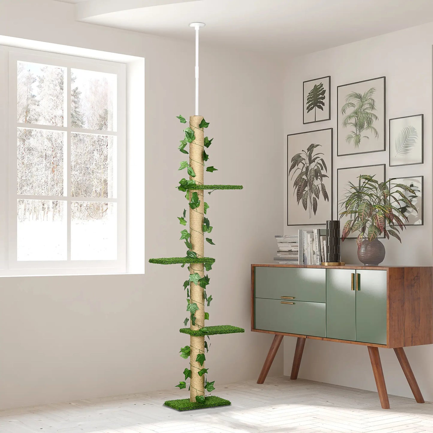 4-Tier Floor to Ceiling Cat Tree, Height 80-95Inches, Multi-Layer Activity Centre Floor to Ceiling Cat Trees at Gallery Canada