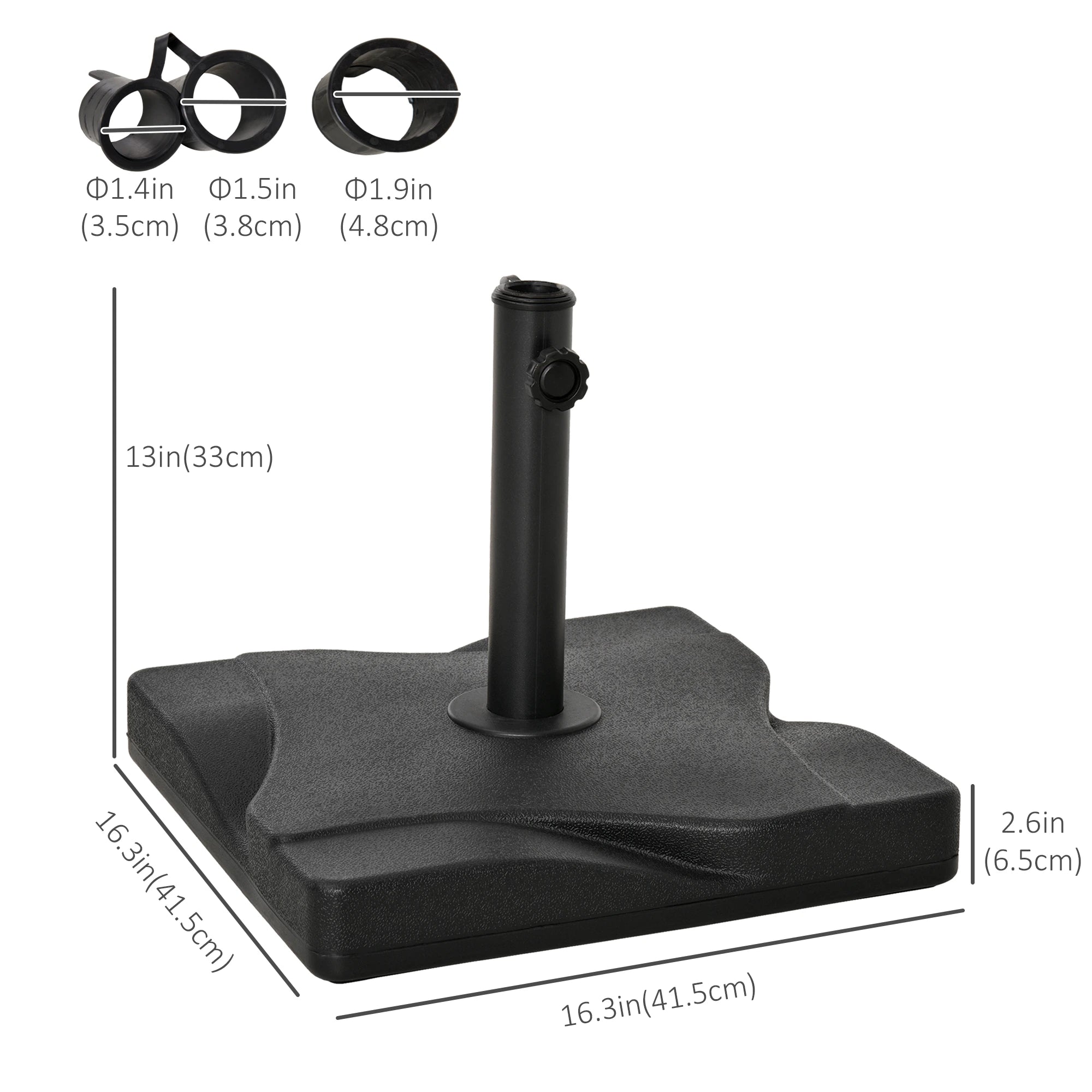 Outdoor Square Cement Parasol Base, Fits Φ1.3
