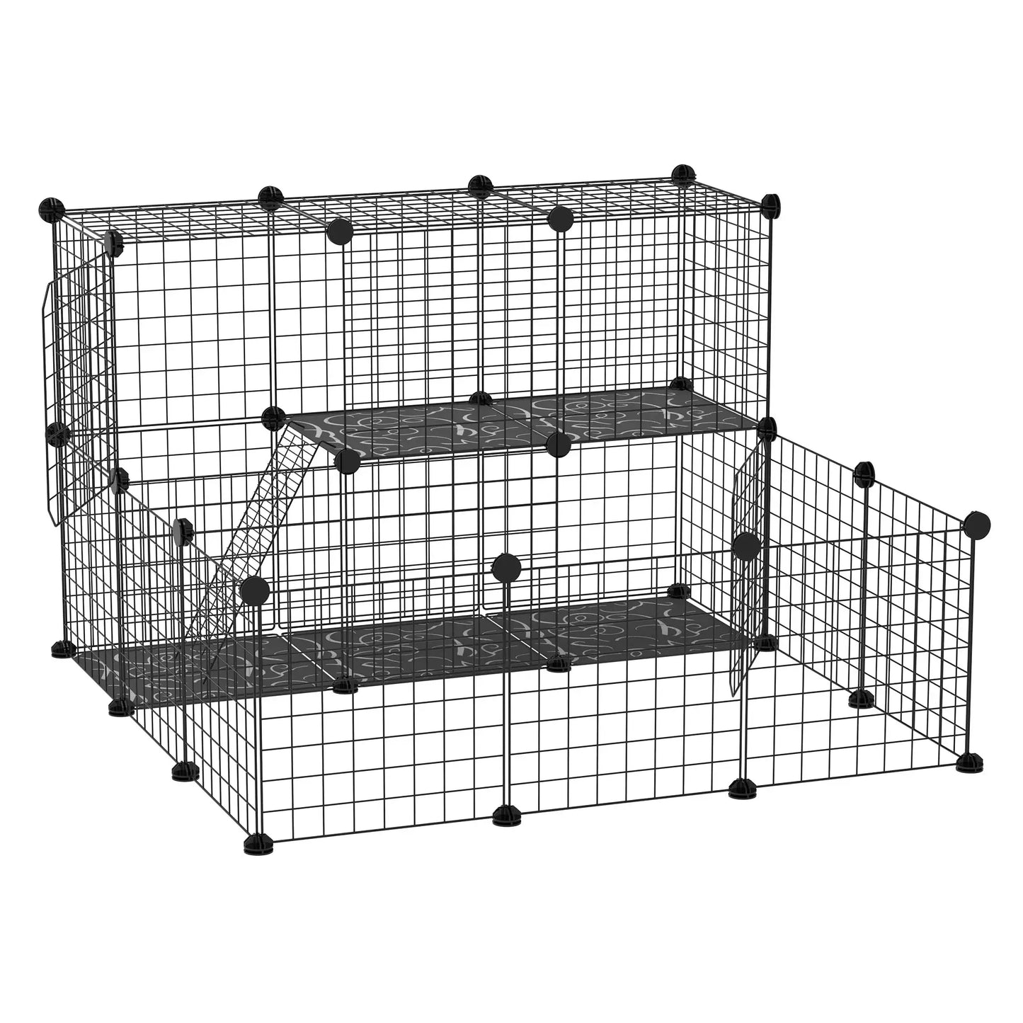 Small Animal Cage, Rabbit Guinea Pig Playpen, 31 Panels, 41.3" x 41.3" x 27.6" Houses & Habitats Black at Gallery Canada