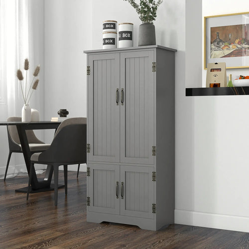 4-Door Storage Cabinet, Adjustable Shelves, Large Space, Grey