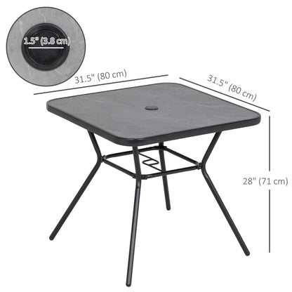 Square Outdoor Table, Patio Bistro Coffee Table, Faux-Marbled Top, 42mm Umbrella Hole, Dark Grey Patio Dinning Tables at Gallery Canada
