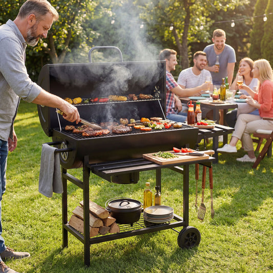 Charcoal BBQ Grill Outdoor Smoker Combo With Thermometer, Black Outdoor Grills Black at Gallery Canada