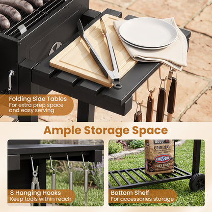 Large Charcoal Grill with Lifting Charcoal Trays and Folding Tables and Wheels Outdoor Grills at Gallery Canada