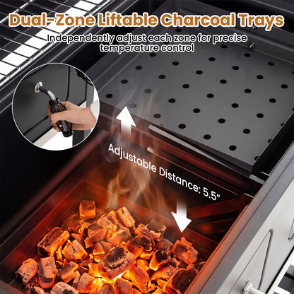 Large Charcoal Grill with Lifting Charcoal Trays and Folding Tables and Wheels Outdoor Grills at Gallery Canada