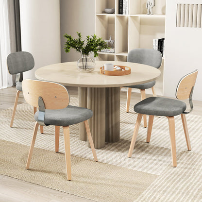 Chenille Fabric Upholstered Wooden Kitchen Chairs Set of 4, Gray Dining Chairs at Gallery Canada