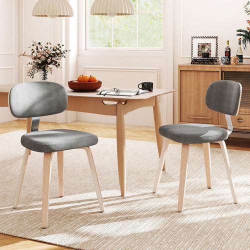 Chenille Fabric Upholstered Wooden Kitchen Chairs Set of 2, Gray