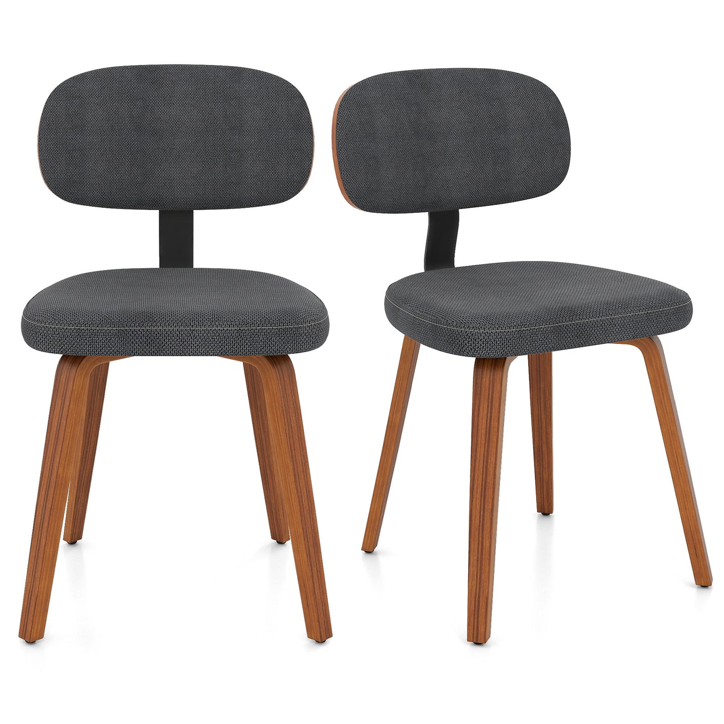 Chenille Fabric Upholstered Wooden Kitchen Chairs Set of 2, Dark Gray Dining Chairs Dark Gray at Gallery Canada