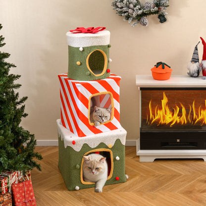 Christmas Cat Tree for Indoor Cats 47" Cute Cat Climbing Furniture with 3 Condos, Green Cat Trees Condos & Scratchers at Gallery Canada
