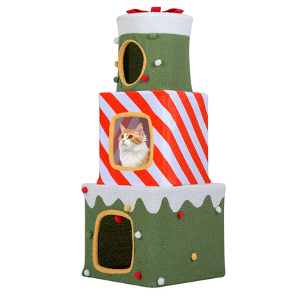 Christmas Cat Tree for Indoor Cats 47" Cute Cat Climbing Furniture with 3 Condos, Green Cat Trees Condos & Scratchers at Gallery Canada