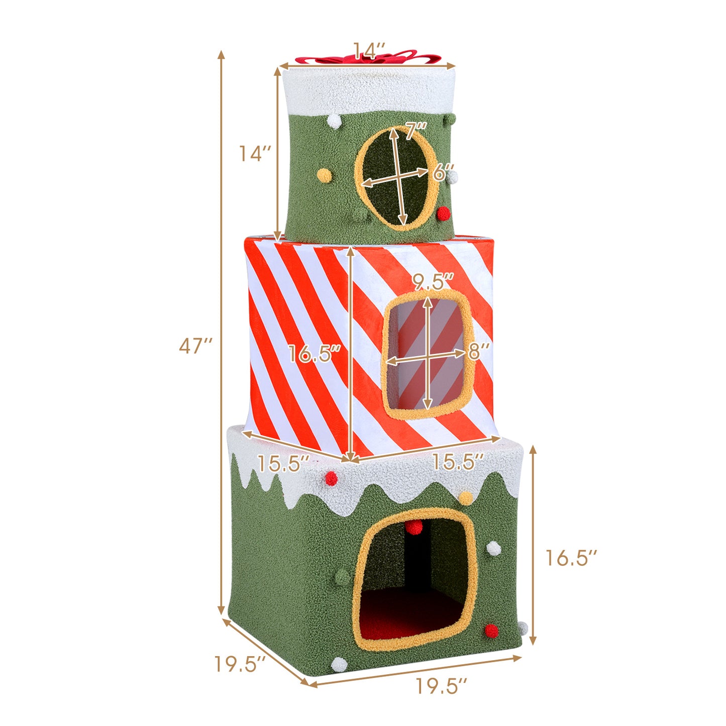 Christmas Cat Tree for Indoor Cats 47" Cute Cat Climbing Furniture with 3 Condos, Green Cat Trees Condos & Scratchers at Gallery Canada