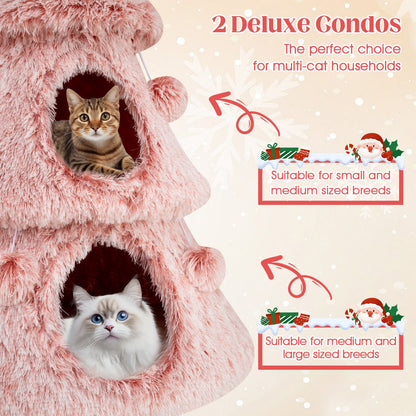 48.5 inch Christmas Cat Tree, Pink Cat Trees Condos & Scratchers at Gallery Canada