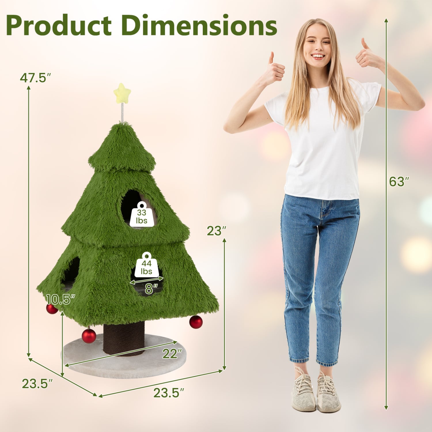Christmas Cat Tree With Scratching Post And Balls, Green Cat Trees Condos & Scratchers at Gallery Canada