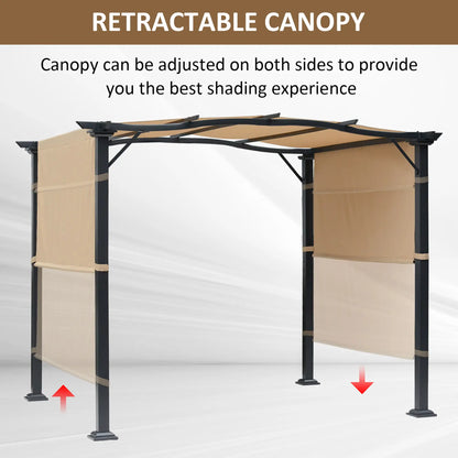 10'X8' Outdoor Pergola Gazebo With 2 Side Canopies, Khaki Pergolas at Gallery Canada