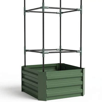 Galvanized Planter Box, Outdoor Raised Garden Bed with Trellis Galvanized Planter Boxes at Gallery Canada