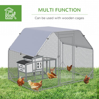 Large Metal Chicken Coop, Walk-In Poultry Enclosure, 9.2' x 6.2' x 6.5', Silver Chicken Coops at Gallery Canada
