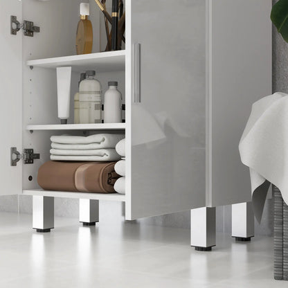 Bathroom Floor Cabinet, 2 High Gloss Drawers, White, White Freestanding Bathroom Cabinets at Gallery Canada