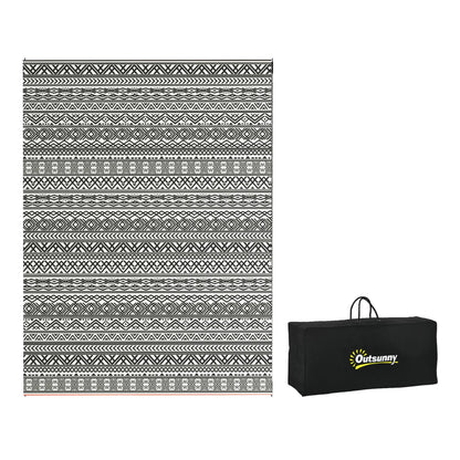 Reversible Outdoor Rug, Waterproof, Plastic Straw, 9' x 12', Grey Cream White Outdoor Reversible Rugs at Gallery Canada