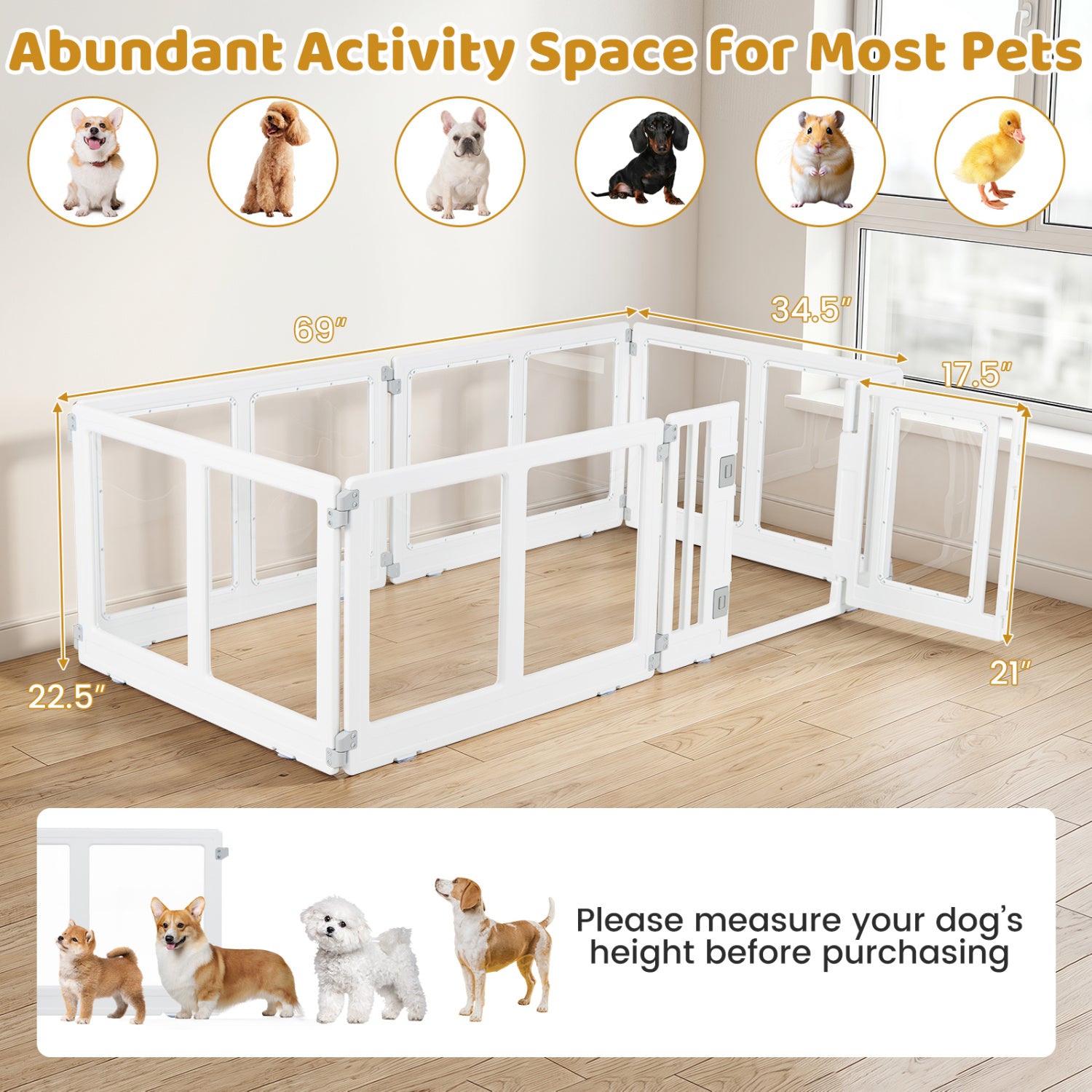 Plastic Dog Playpen, 6 Panel, Secure Locking Door, Clear Pet Gate at Gallery Canada