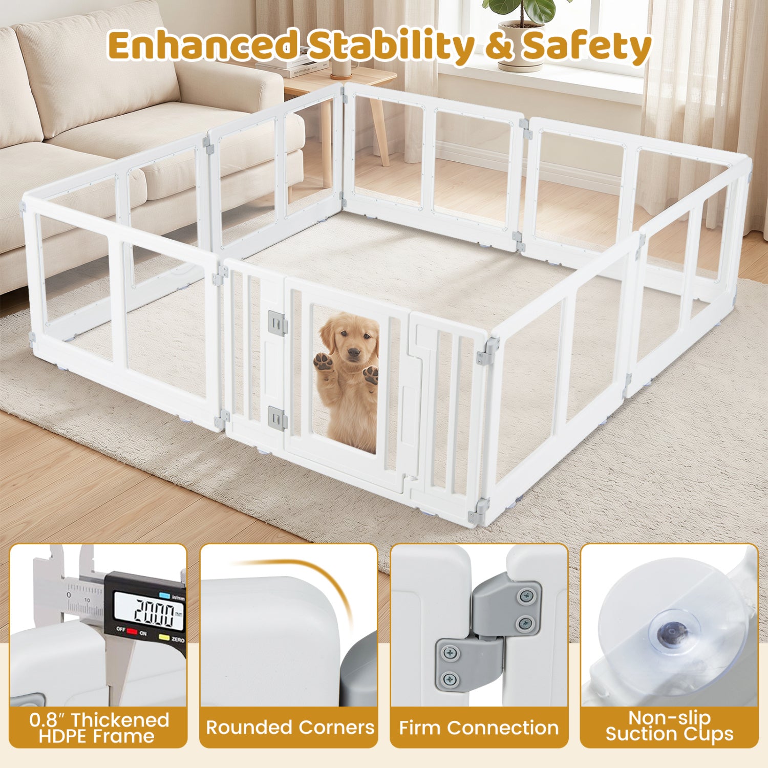 Plastic Dog Playpen, 8 Panel, Secure Locking Door, Clear Pet Gate at Gallery Canada