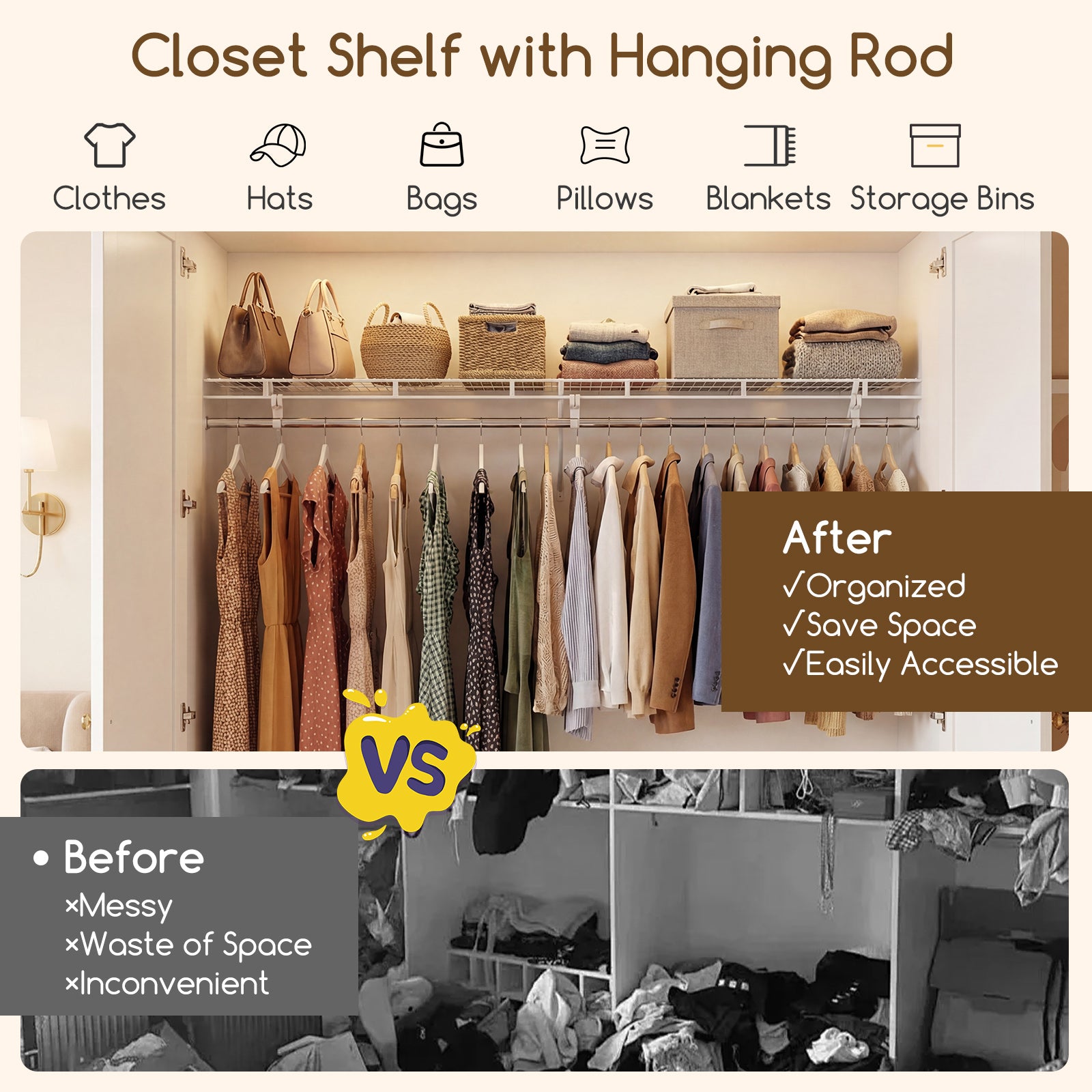 Closet Shelves Wall Mounted with Hanging Rod for Laundry Room Shoe Racks & Storage Benches at Gallery Canada