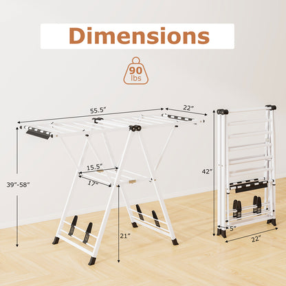 Height Adjustable Clothes Drying Rack, White Drying Racks at Gallery Canada
