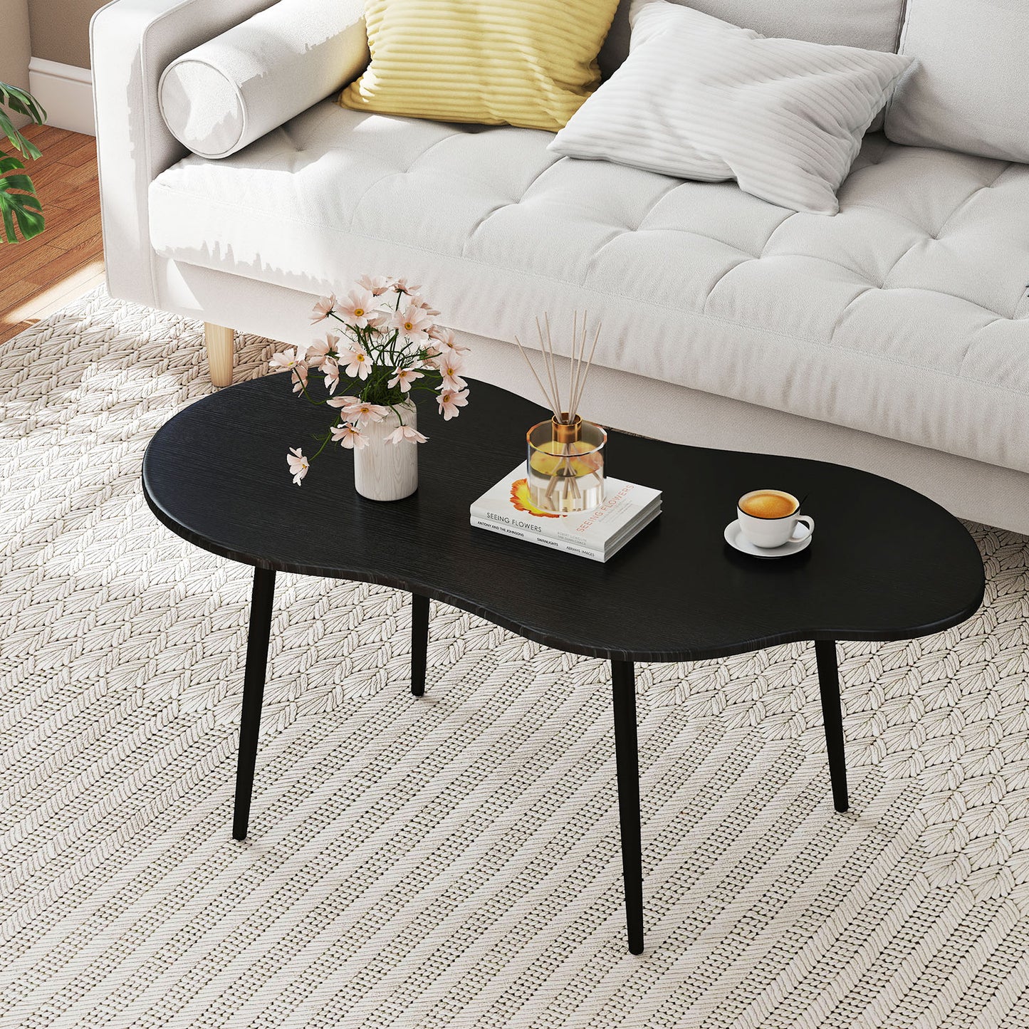 Cloud Coffee Table 39.5 In, Irregular Center Table, Black Coffee Tables at Gallery Canada